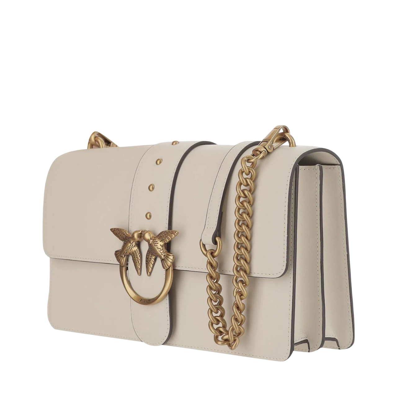 Pinko borsa a tracolla Love One Classic in pelle bianco latte