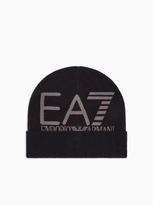 EA7 Emporio Armani Beanie Unisex Visibility Con Maxi Logo EA7 Nero