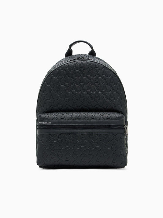 Armani Exchange Zaino con logo allover in tessuto riciclato ASV Nero