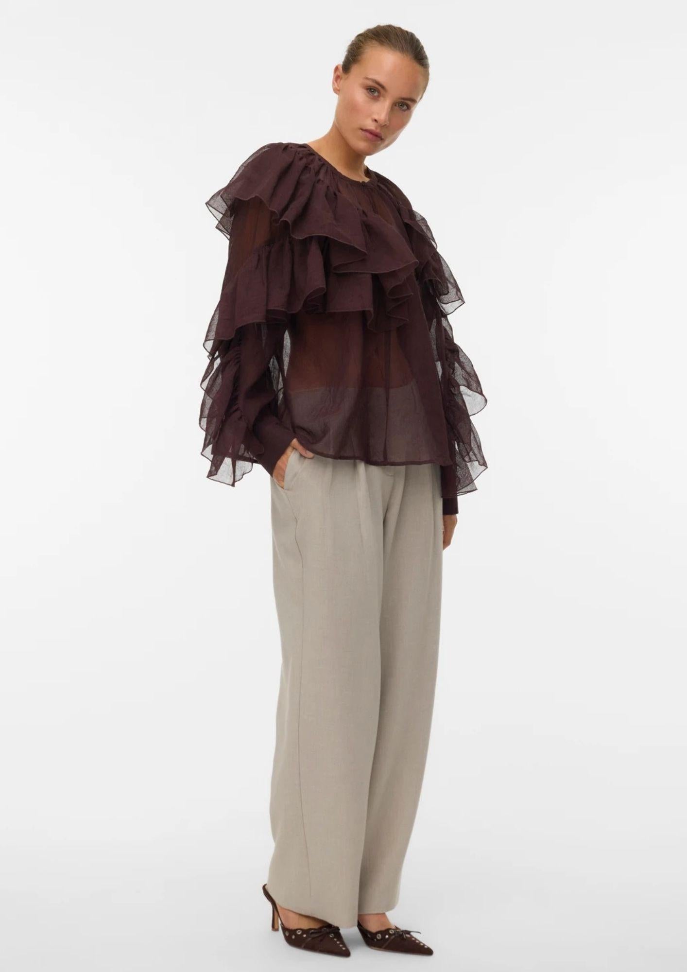 Vero Moda Camicia Donna Sabrina Marrone Cioccolato