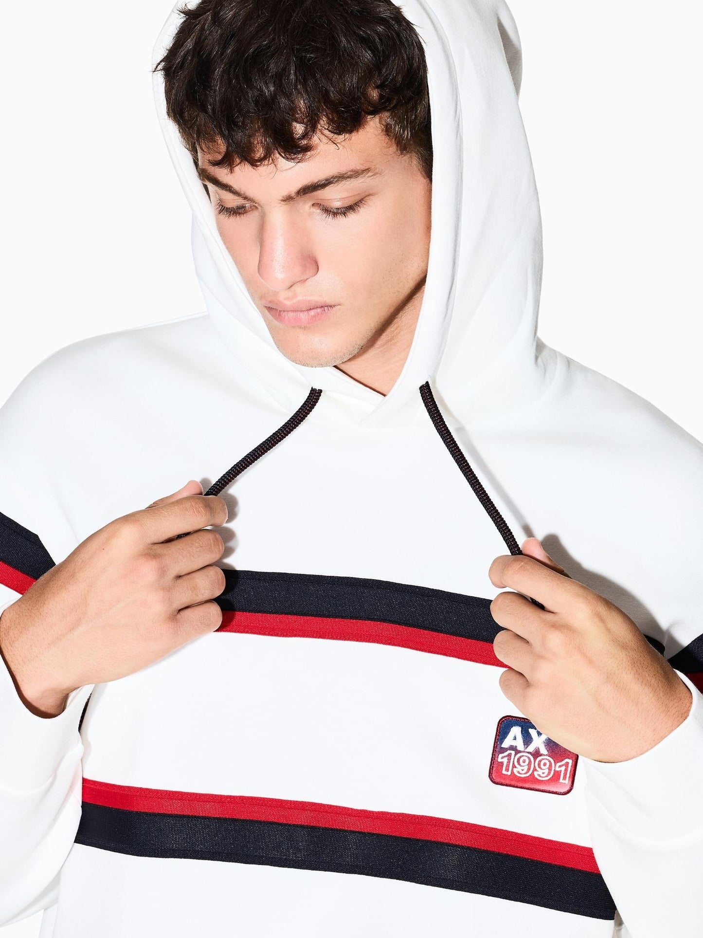 Armani Exchange Felpa con Cappuccio Uomo Bianca