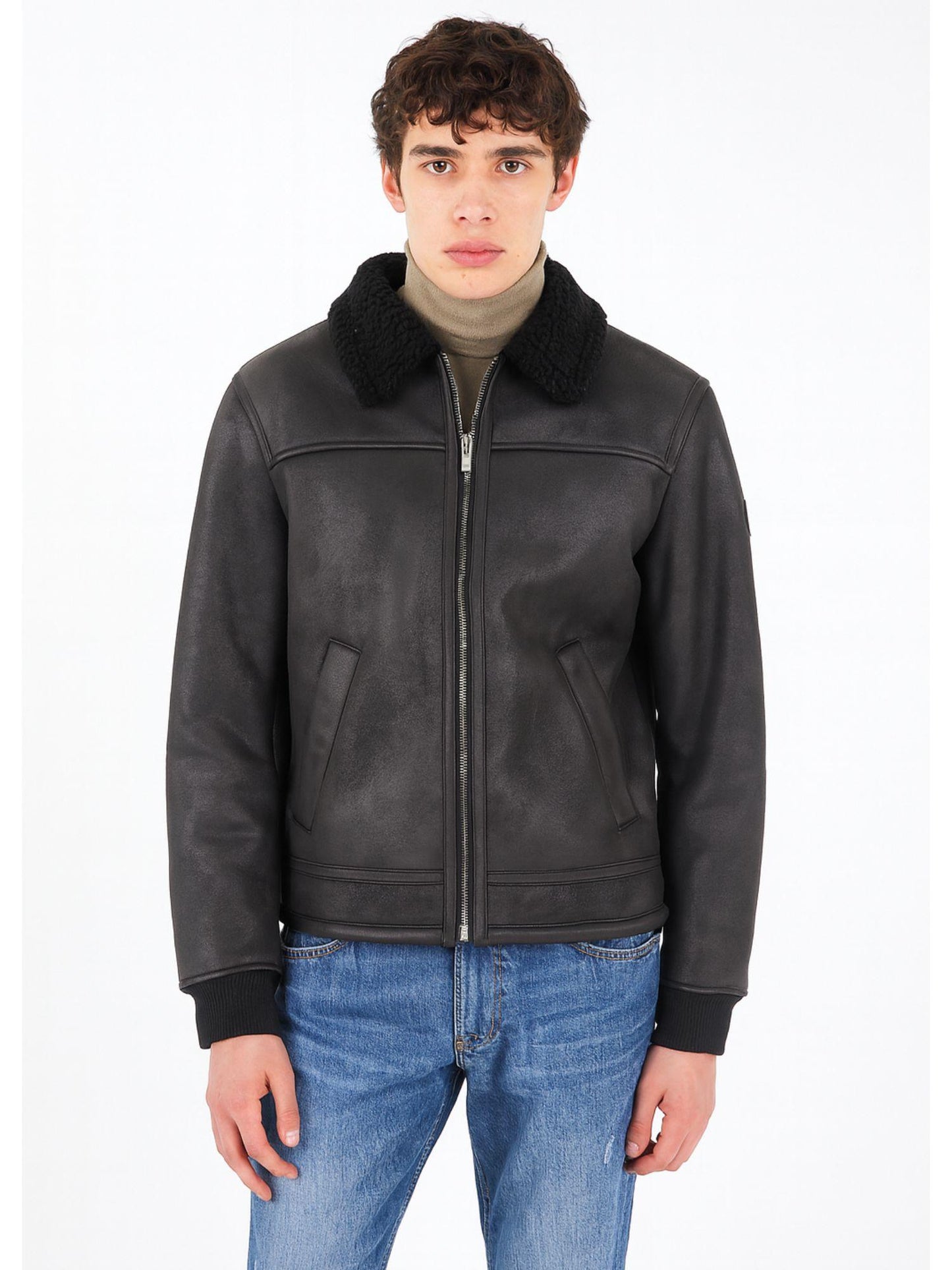 MClassics Giacca Invernale Uomo Aviatore Shearling Nero