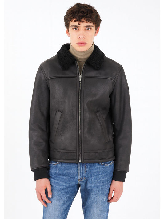 MClassics Giacca Invernale Uomo Aviatore Shearling Nero
