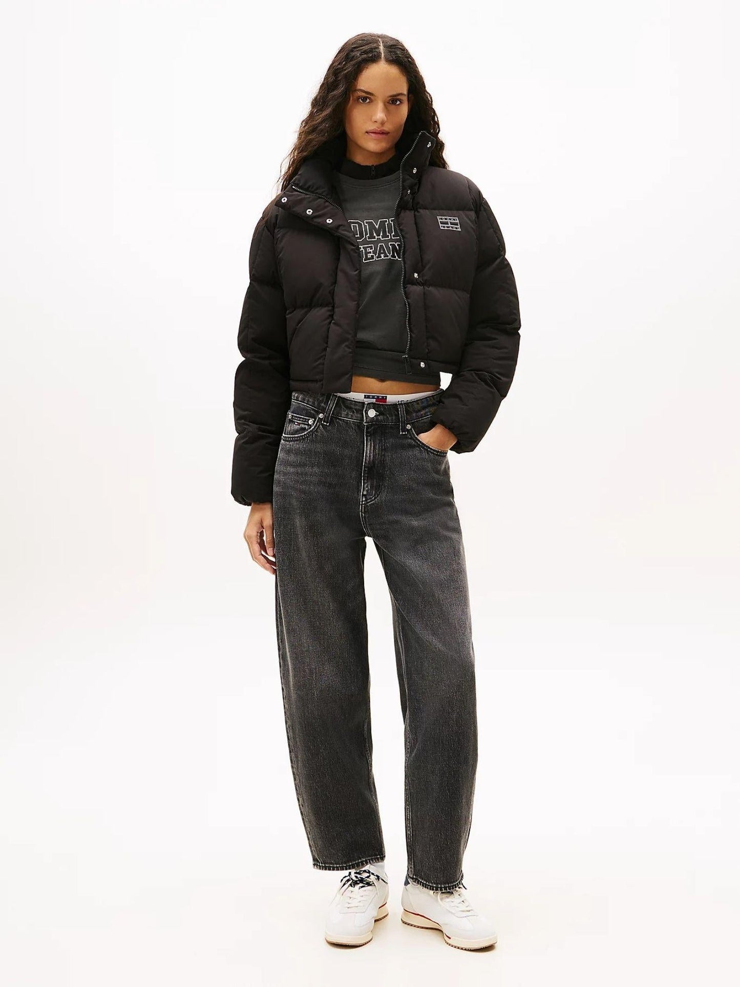 Tommy Hilfiger Piumino Donna Alaska Cropped Fit Nero