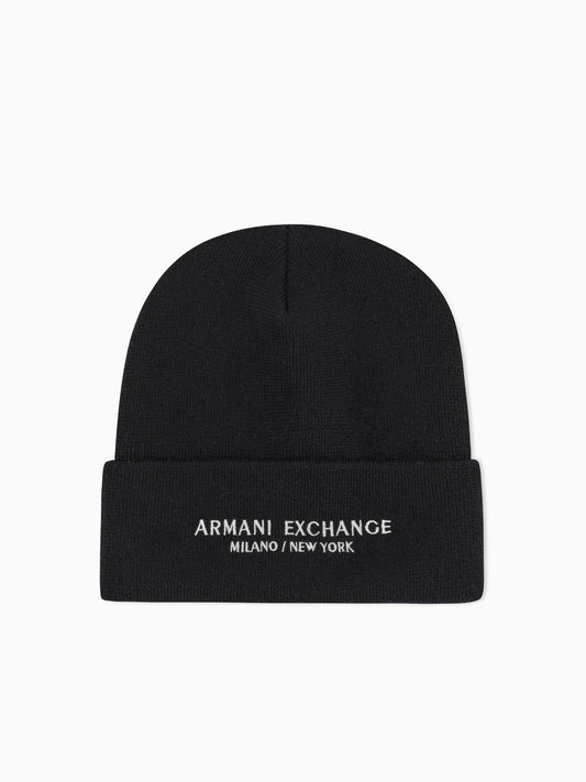 Armani Exchange Cappello Uomo Beanie Milano New York Nero