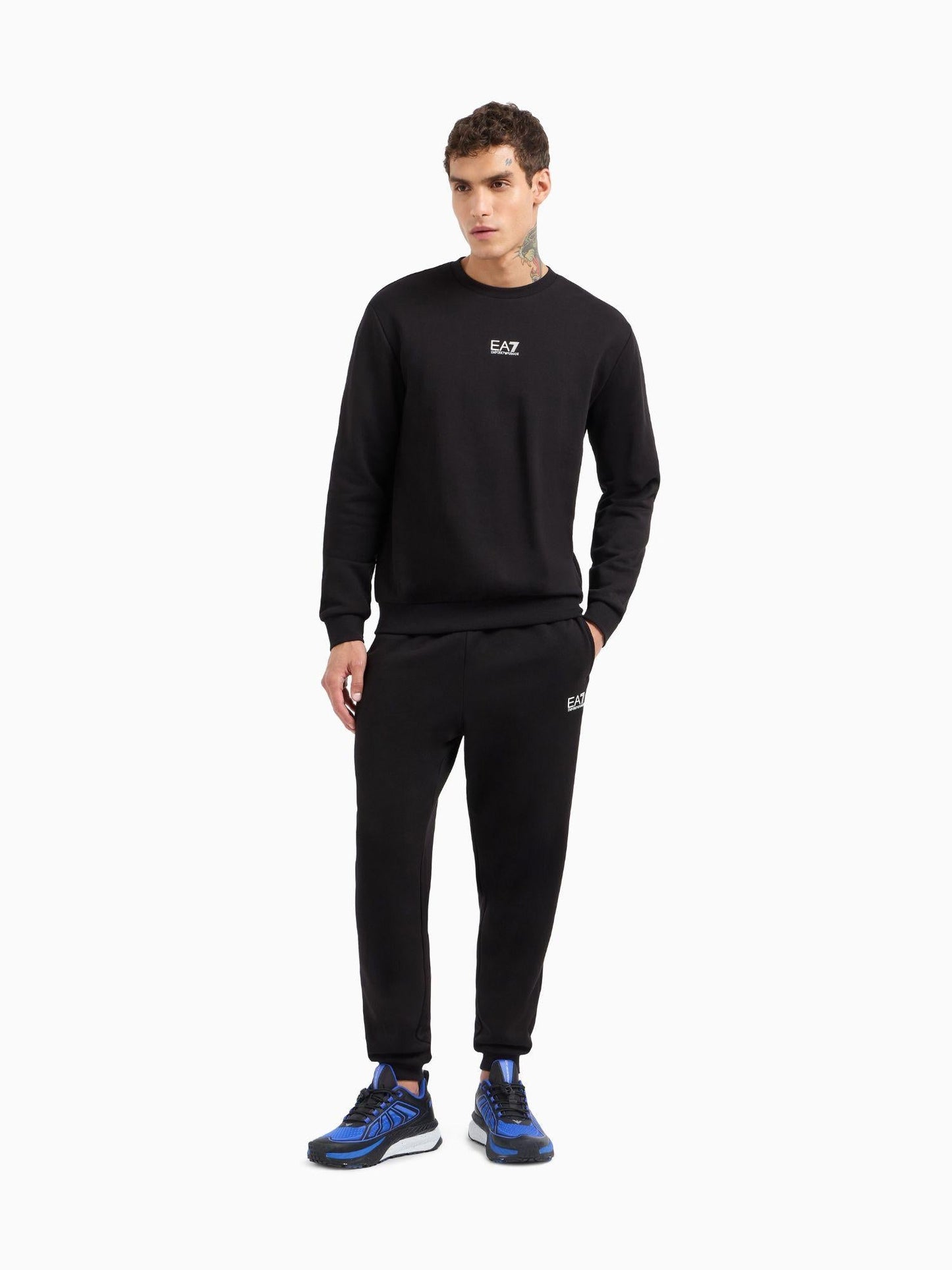 EA7 Emporio Armani Tuta Uomo Core Identity In Misto Cotone Nero