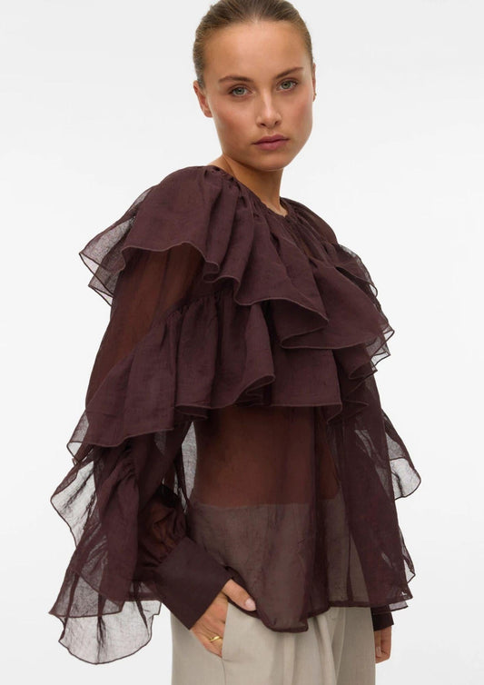 Vero Moda Camicia Donna Sabrina Marrone Cioccolato