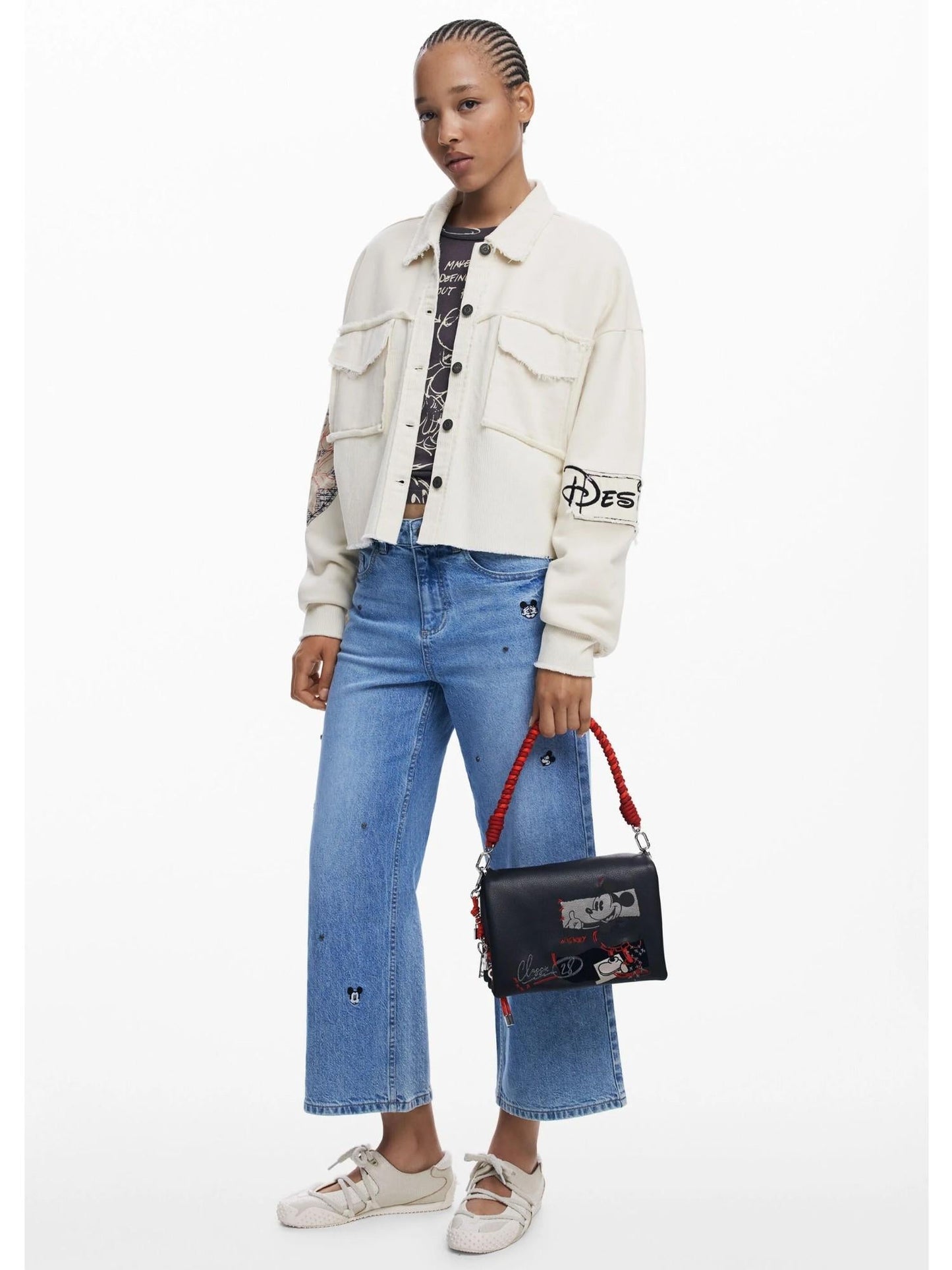 Desigual Borsa a tracolla effetto pelle Mickey media Donna Nero