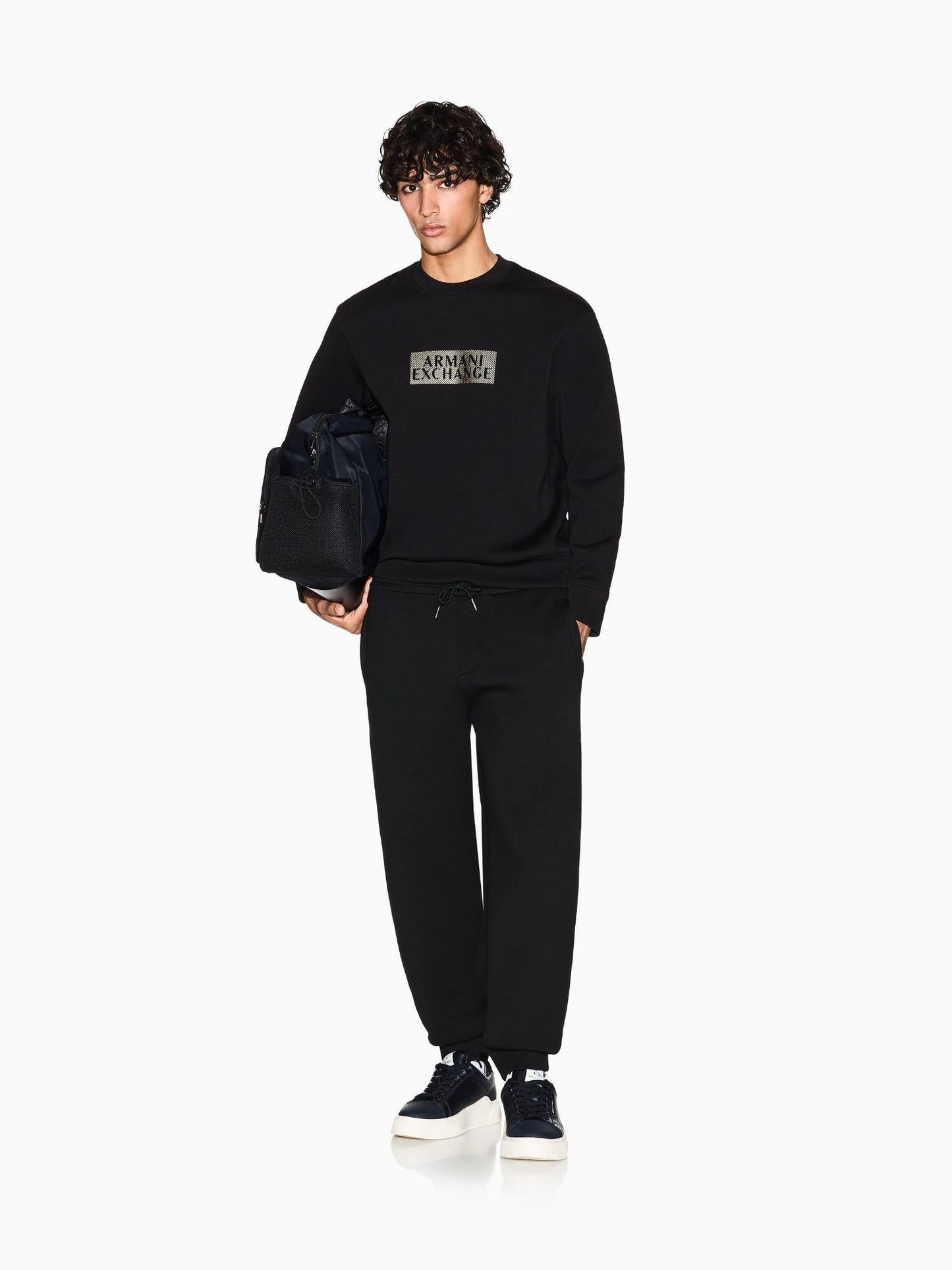 Armani Exchange Felpa Uomo Nera Girocollo in Cotone