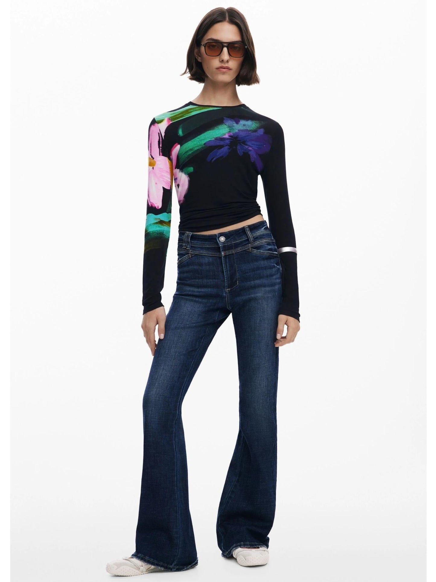 Desigual Jeans a zampa lavati Donna Blu