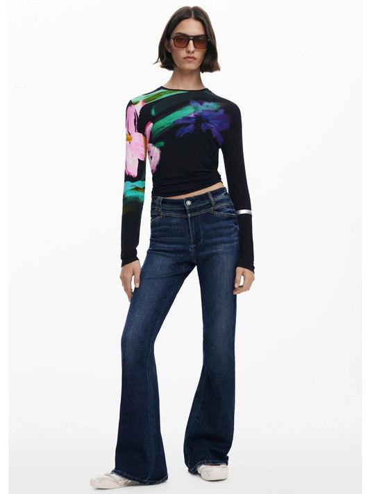 Desigual Jeans a zampa lavati Donna Blu