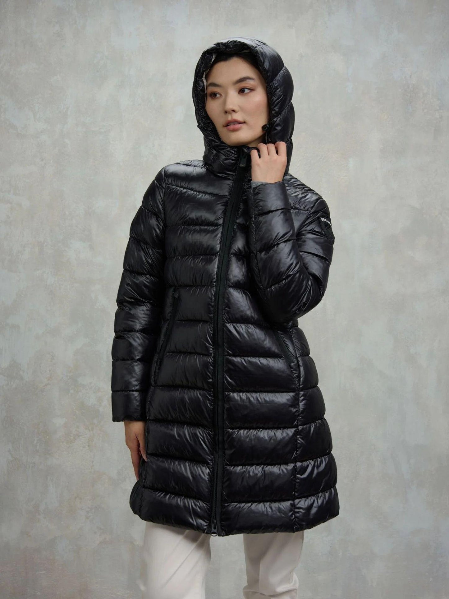 Blauer Cappotto invernale Adelaide Donna Nero interno beige