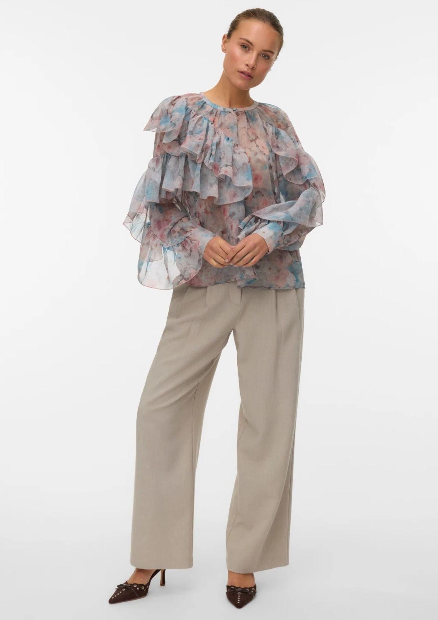 Vero Moda Camicia Donna Sabrina Beige fantasia