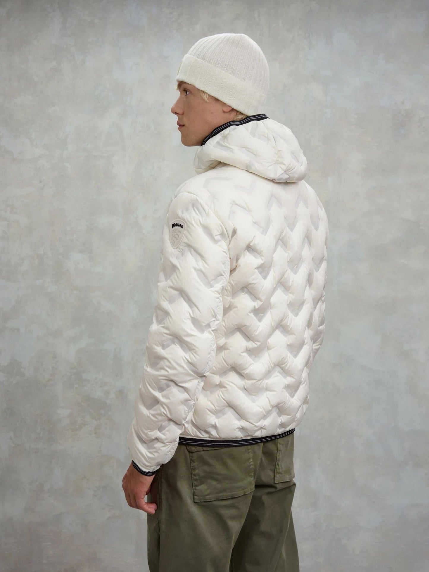 Blauer Piumino Uomo Piery Bianco neve con interno beige