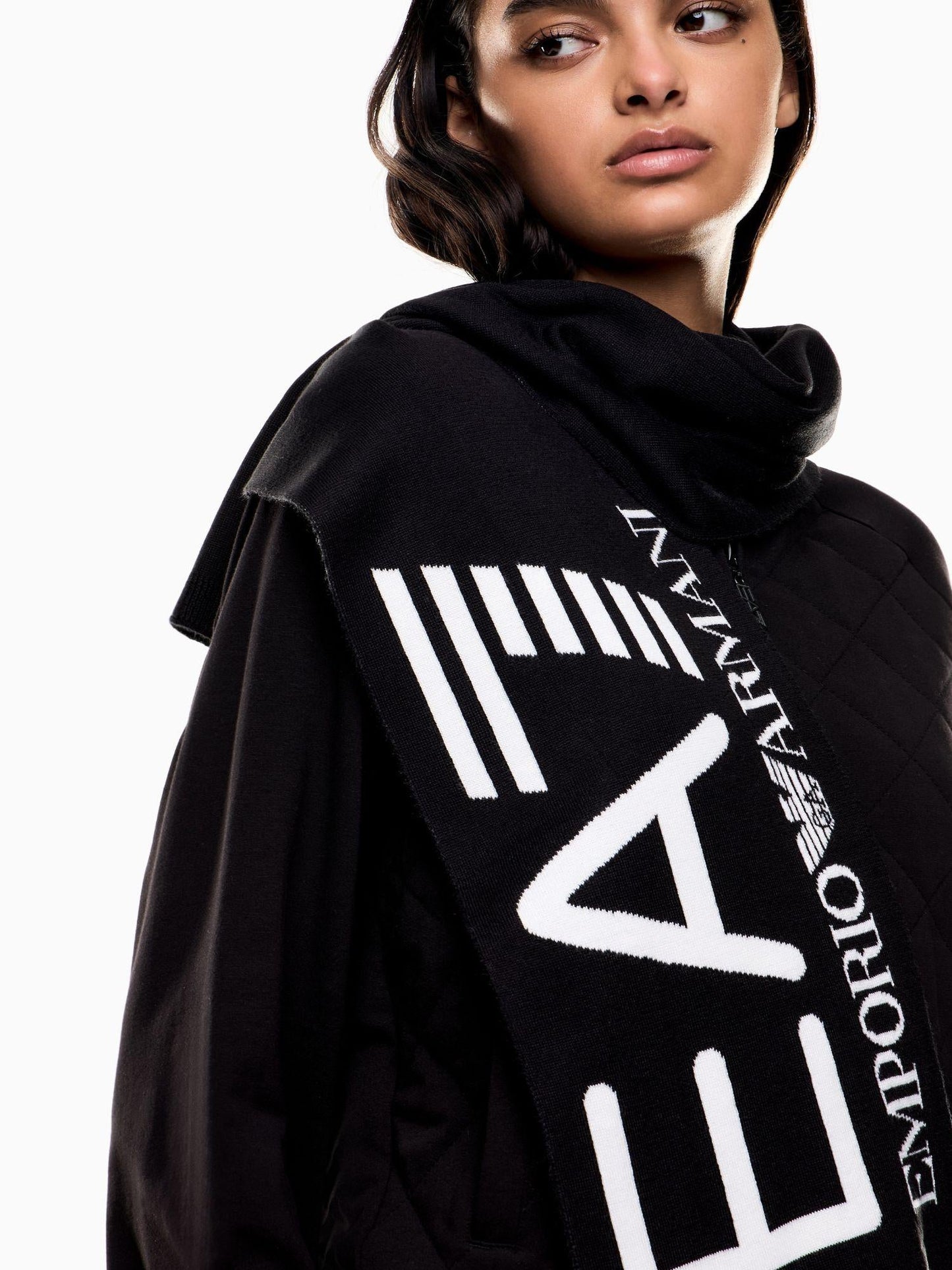 EA7 Emporio Armani Sciarpa Unisex Visibility Con Maxi Logo EA7 Nero