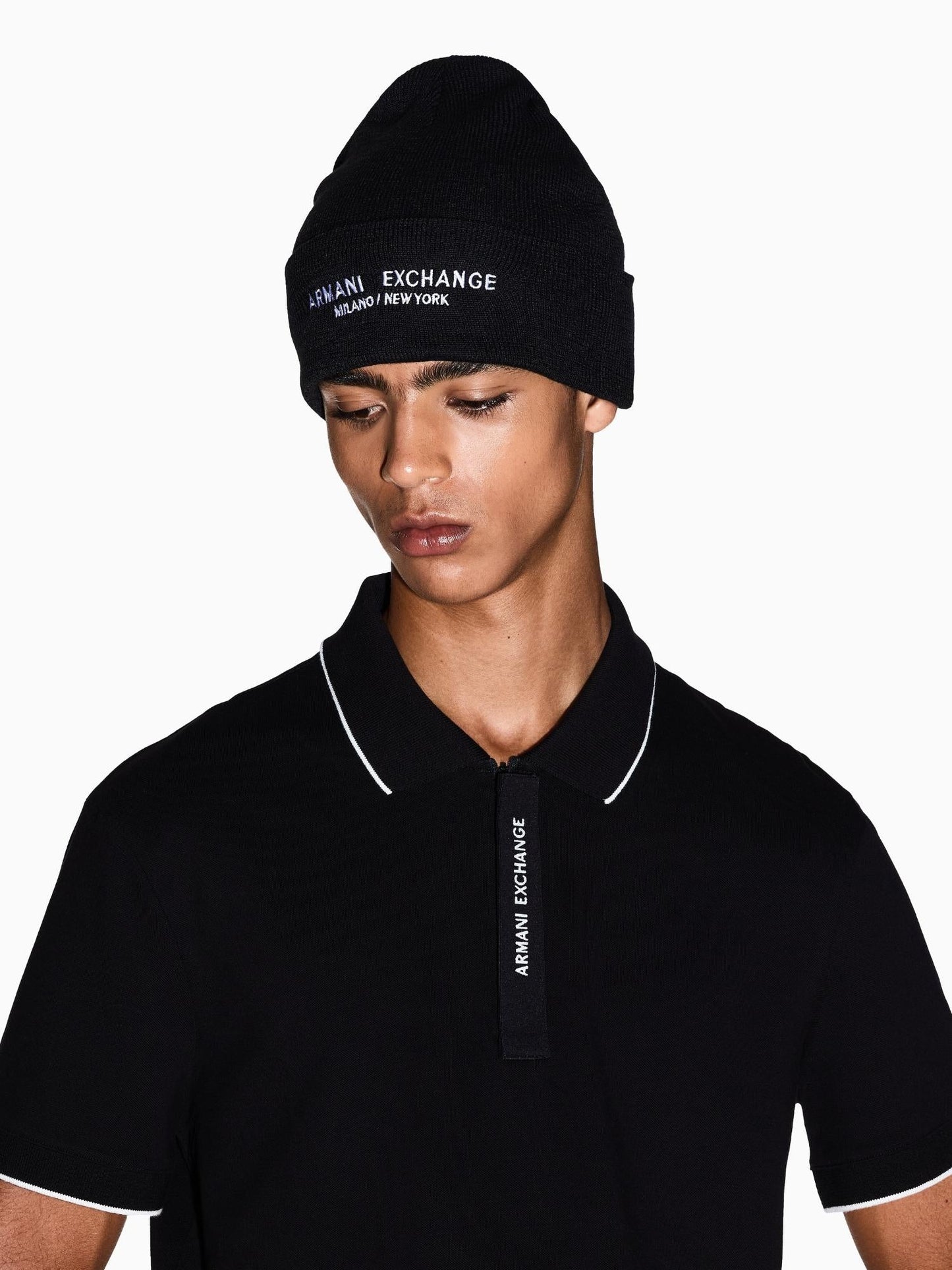 Armani Exchange Cappello Uomo Beanie Milano New York Nero