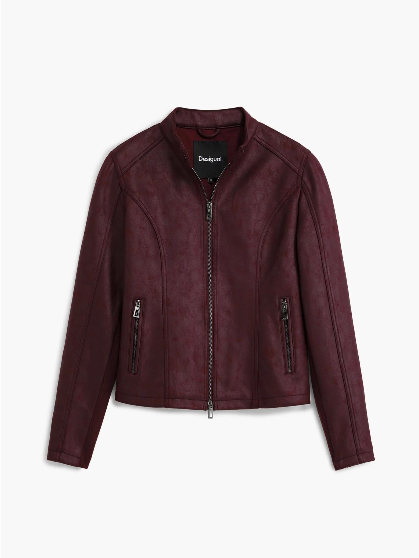 Desigual Giacca Donna Effetto Pelle Combinata Rossa