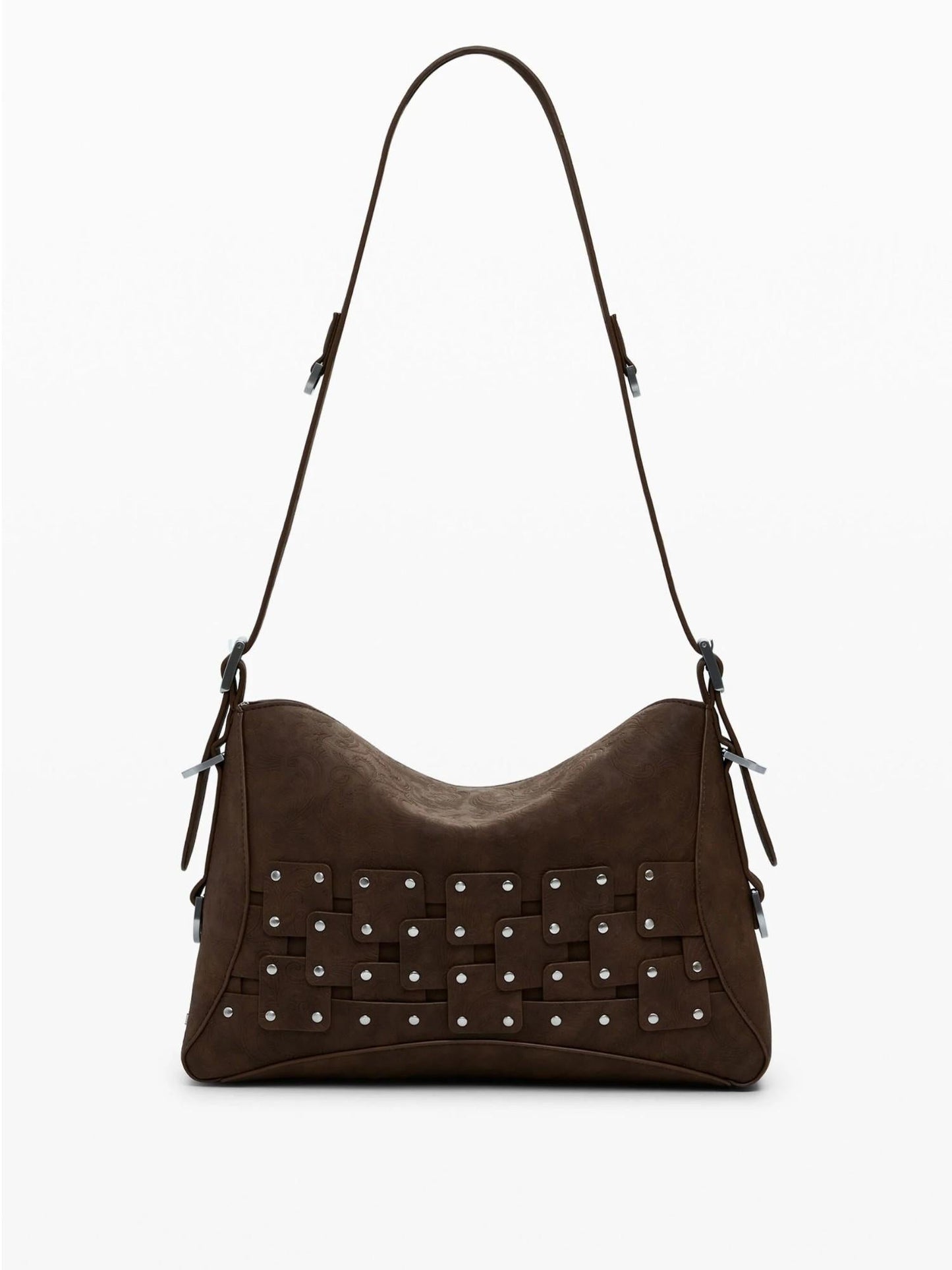 Desigual Borsa a mano media con patch e borchie Donna Marrone