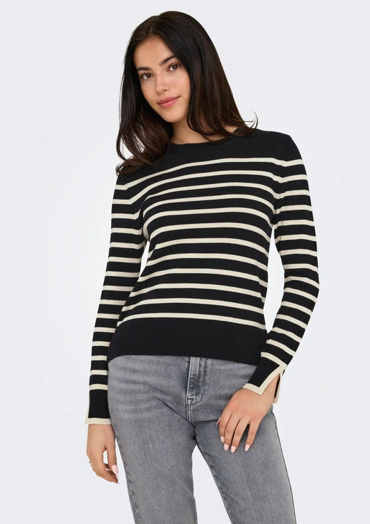 Only Onlkalana Pullover Donna Nero e Bianco