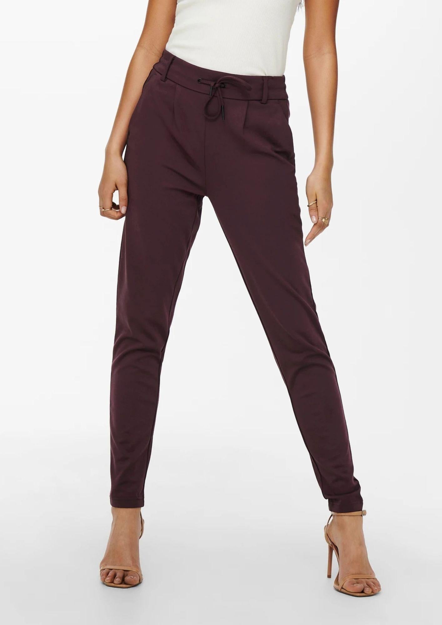 Only Pantaloni Donna Poptrash Bordeaux