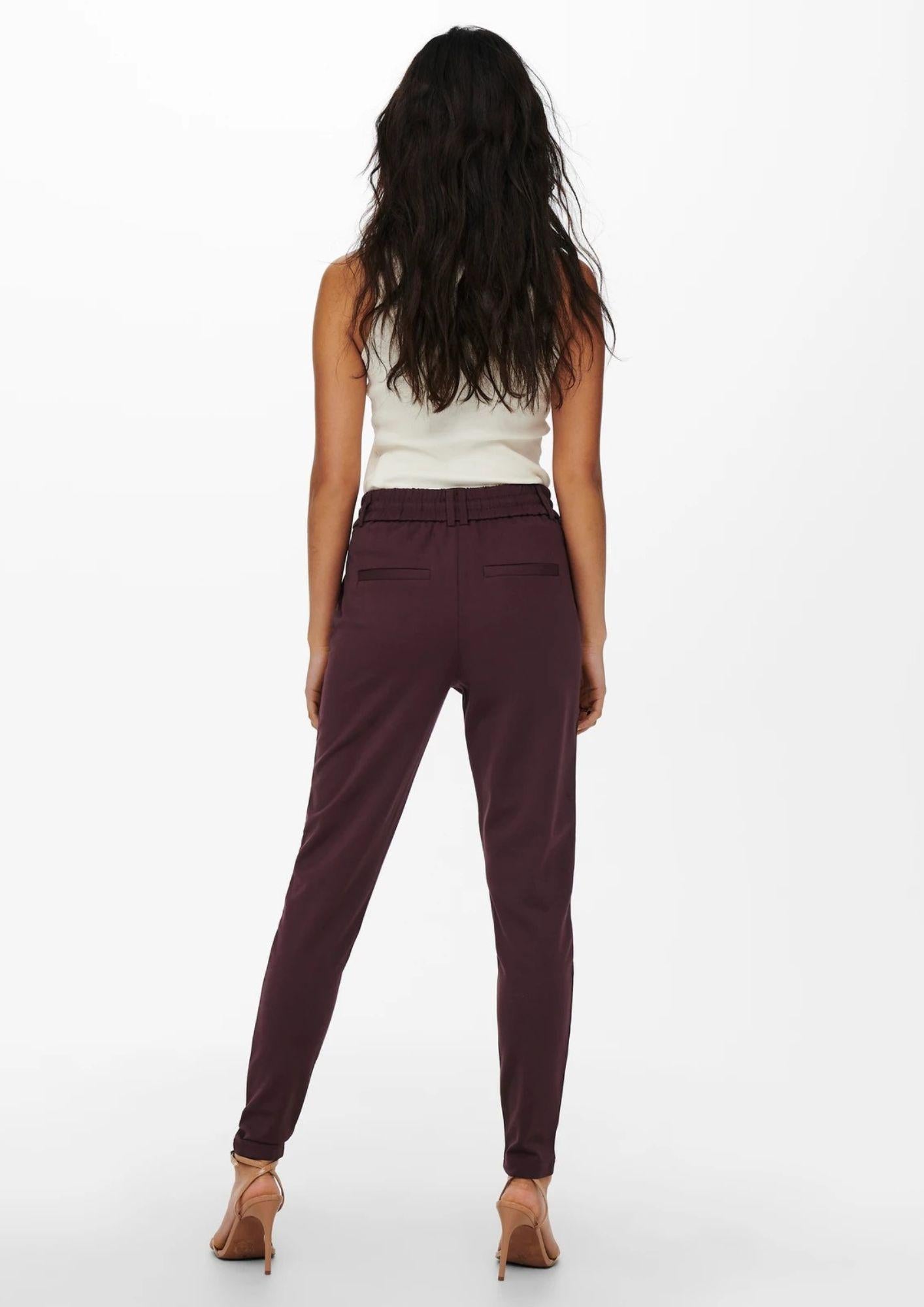 Only Pantaloni Donna Poptrash Bordeaux