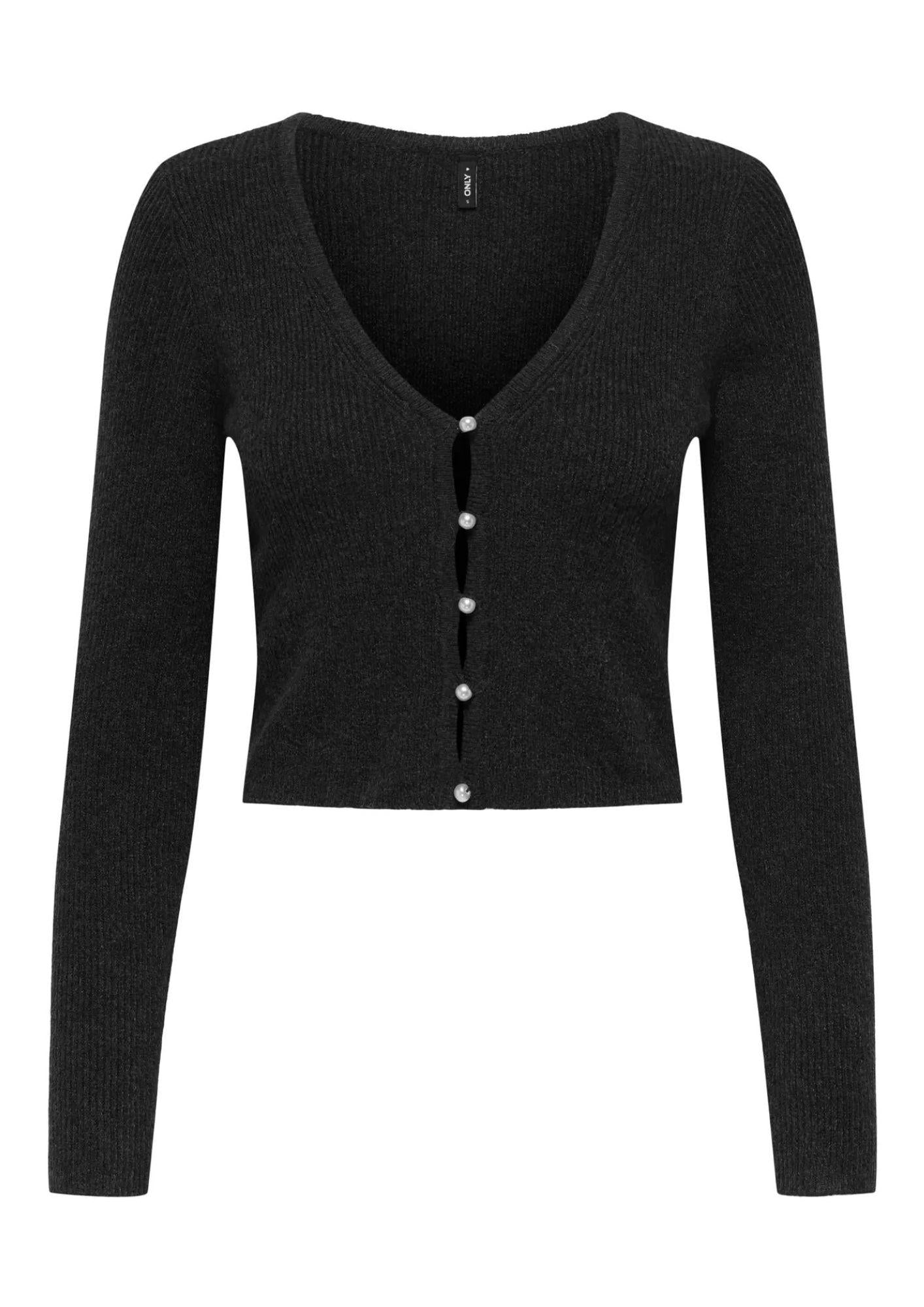 Only Cardigan In Maglia Donna Rica Grigio scuro