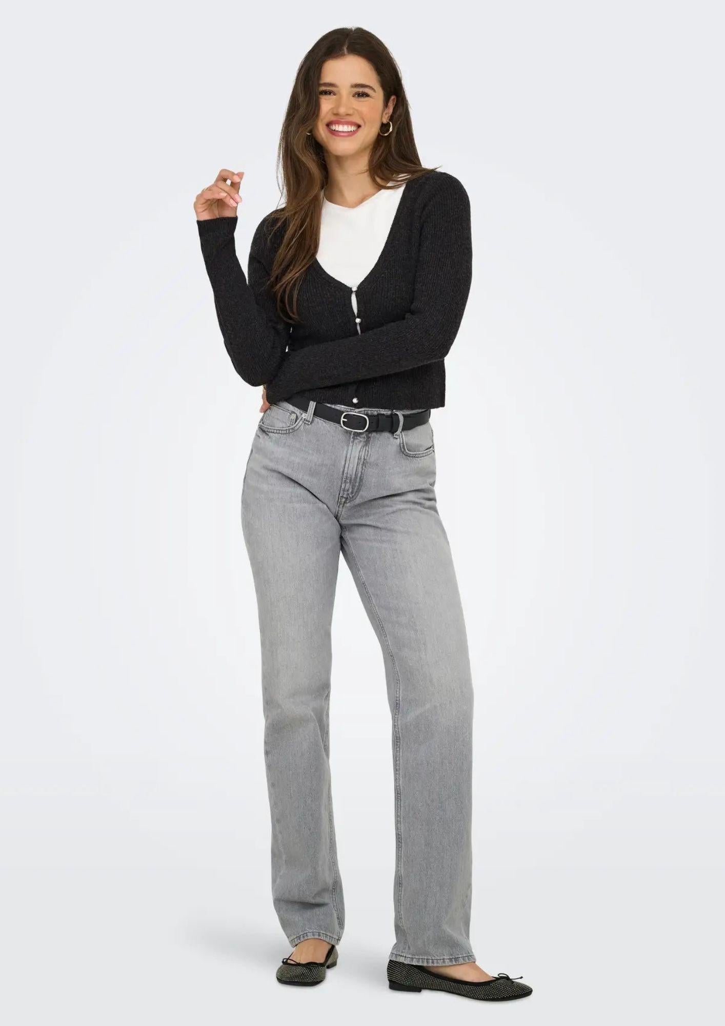 Only Cardigan In Maglia Donna Rica Grigio scuro