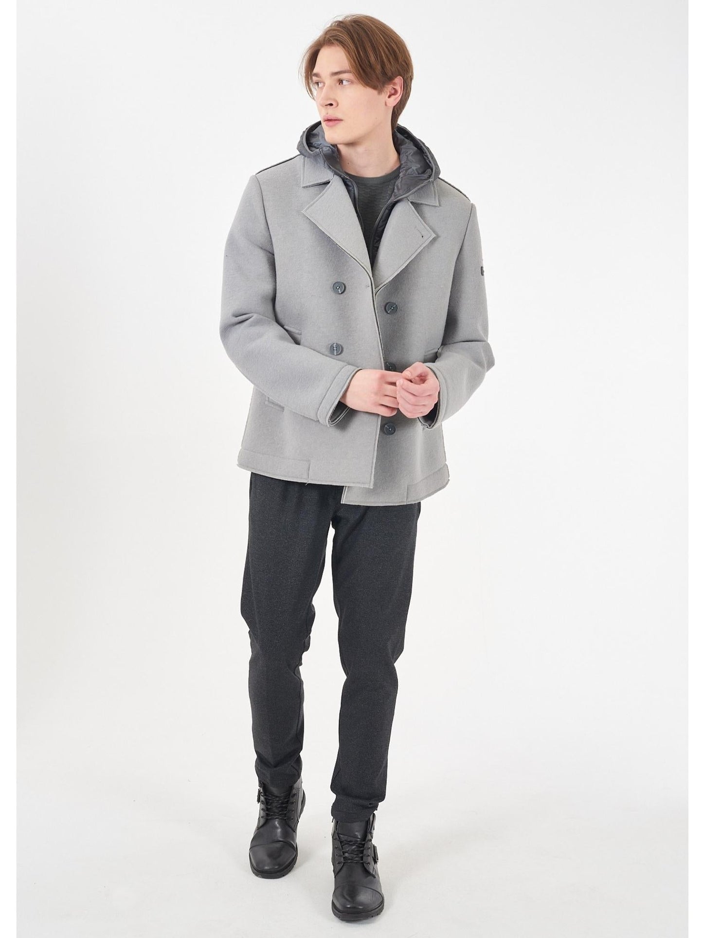 Yes Zee Giubbino Doppiopetto sfoderato Uomo Grigio Chiaro